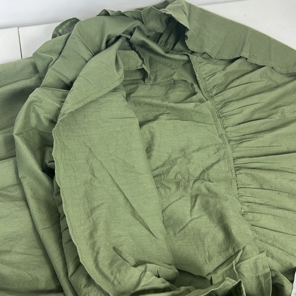 Gap Sz Small Halter Dress Cotton Midi Green Ruffle Milkmaid - Picture 15 of 16